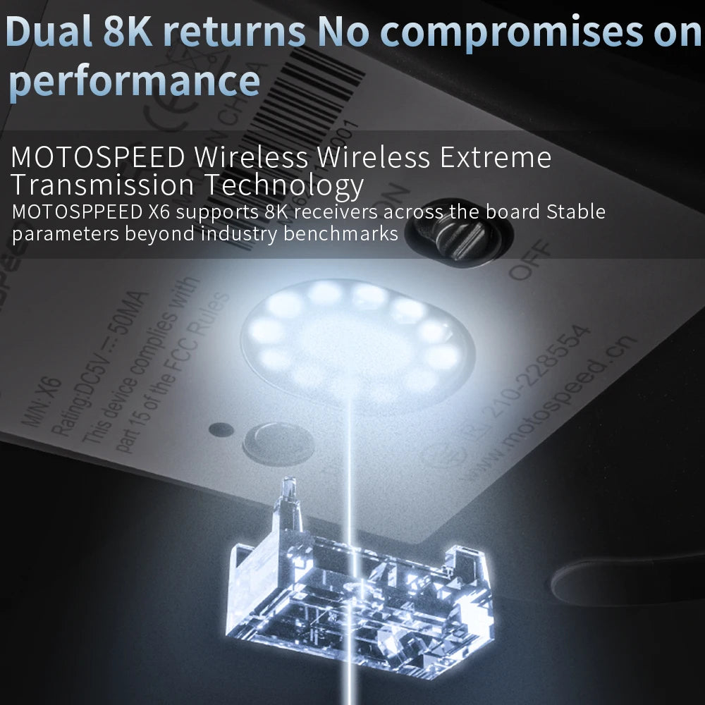 Darmoshark Gaming Mouse X6-MAX PAW3950 Wireless Dual-Mode 8k Motospeed Mouse 30000DPI Lightweight Macro Game Mice For PC Laptop