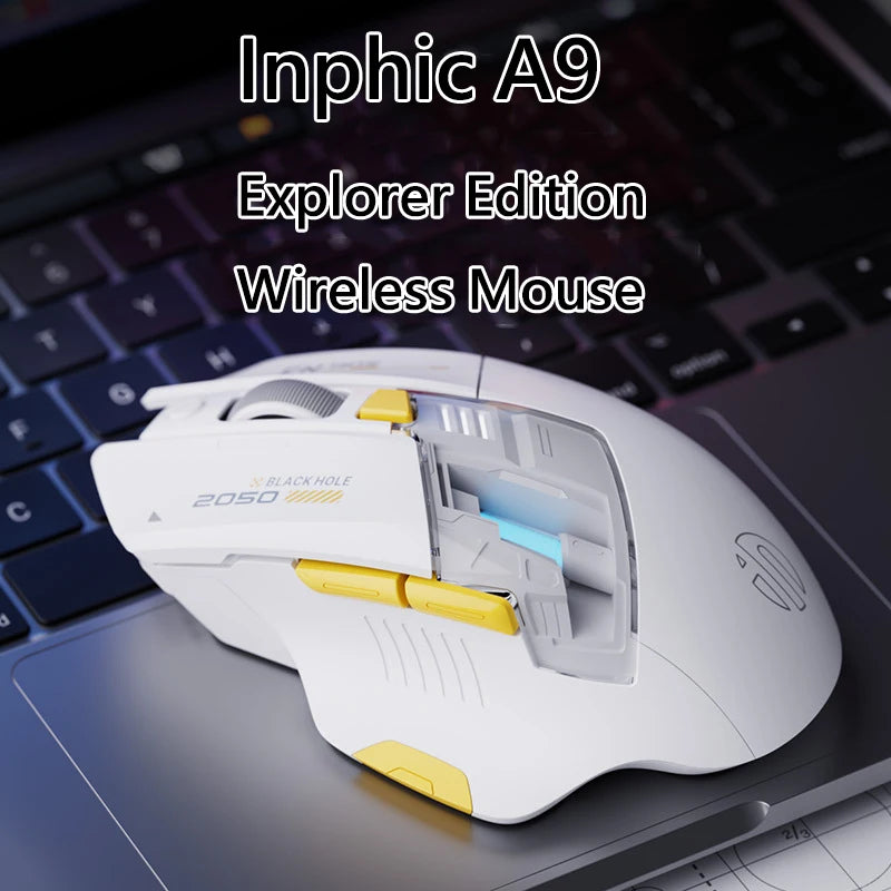 Inphic A9 Explorer Wireless Gaming Mouse 500mA Battery Level Display Rechargeable Silent Bluetooth Office Mouse For PC Laptop