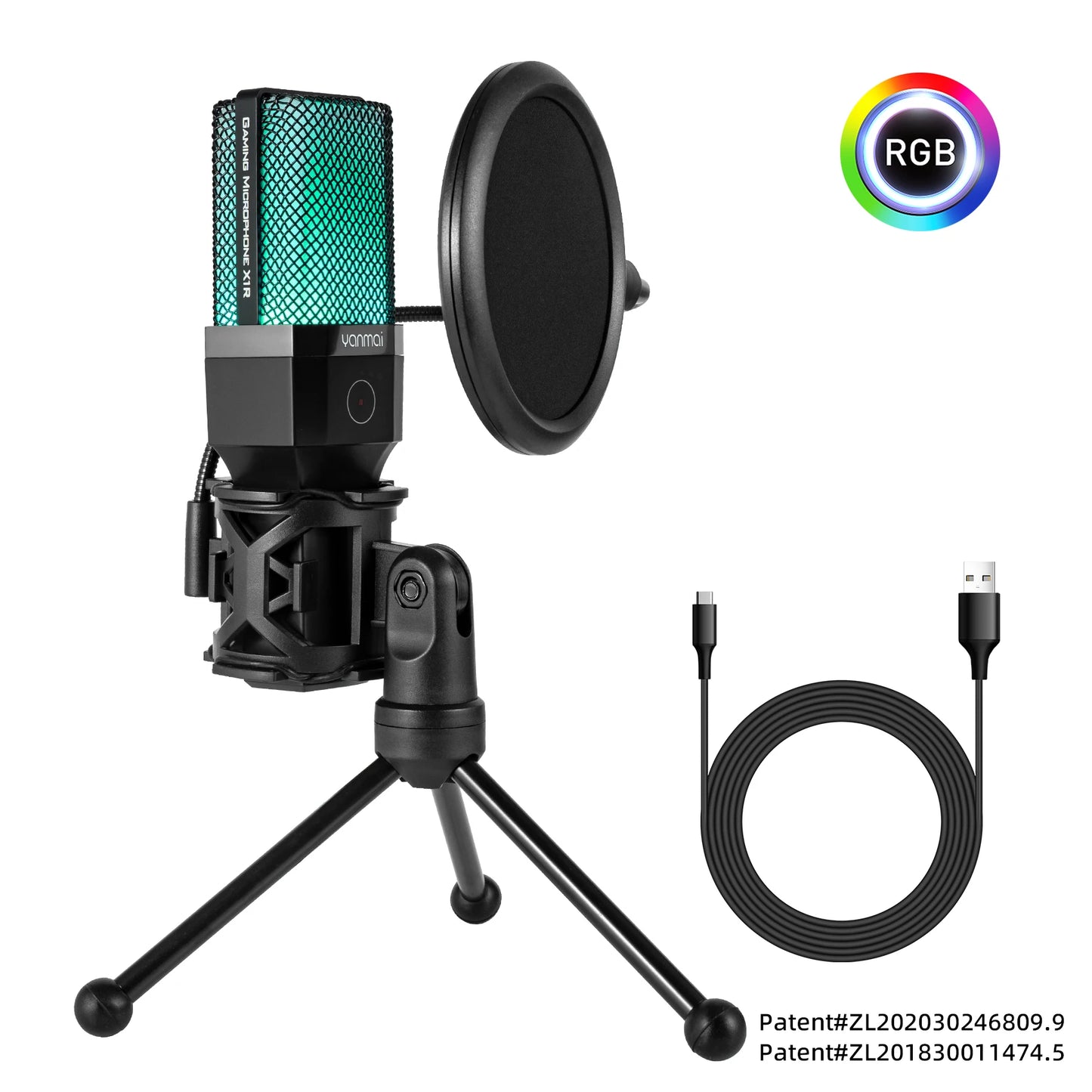 Gaming Computer Professional Condenser Microphone Mic PC Laptop USB Wired Live Streaming Podcast Studio Mike Kit Gamer Karaoke