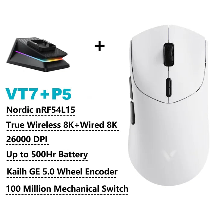 Rapoo VT7 VT7MAX Wireless Gaming Mouse True 8K Wireless Polling Rate 53g Lightweight 100-Million Mechanical Switch Macro Enabled