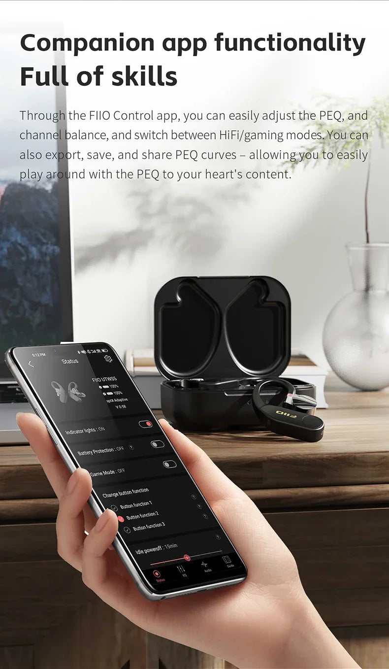 FiiO UTWS5 2025 True Wireless Earbuds Hook Earphone Bluetooth Hi-Res 96kHz/24bit Headphone LDAC -MMCX/0.78 2pins Portable For PC