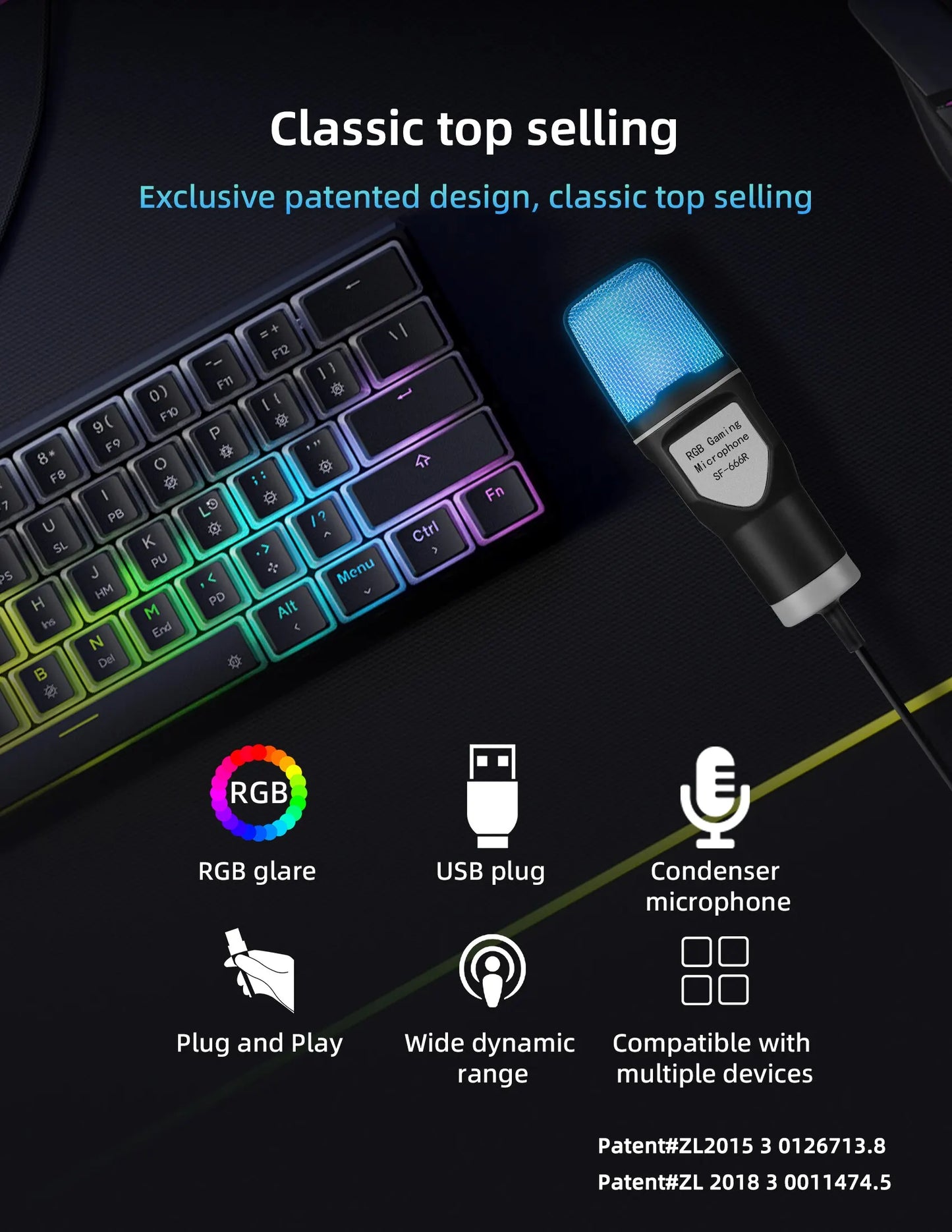 Gaming Computer Professional Condenser Microphone Mic PC Laptop USB Wired Live Streaming Podcast Studio Mike Kit Gamer Karaoke