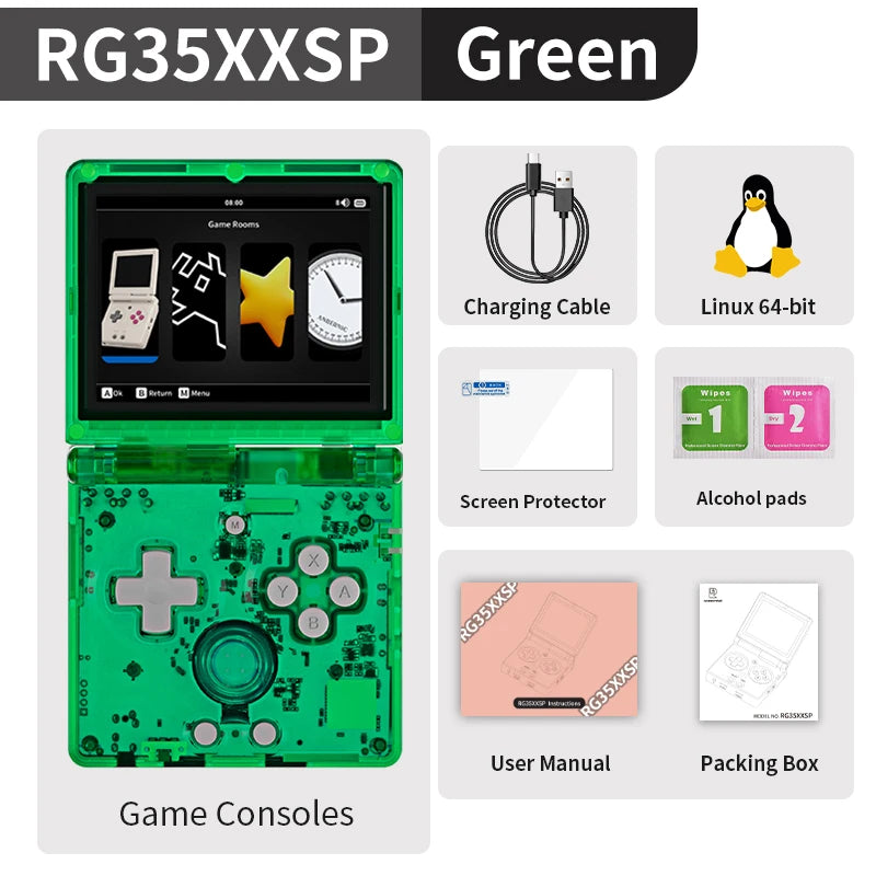 Anbernic RG34XXSP RG35XXSP Flip Handheld Game Console IPS Screen Linux 64-bit Collapsible Retro Video Gaming Player 5000+ Games