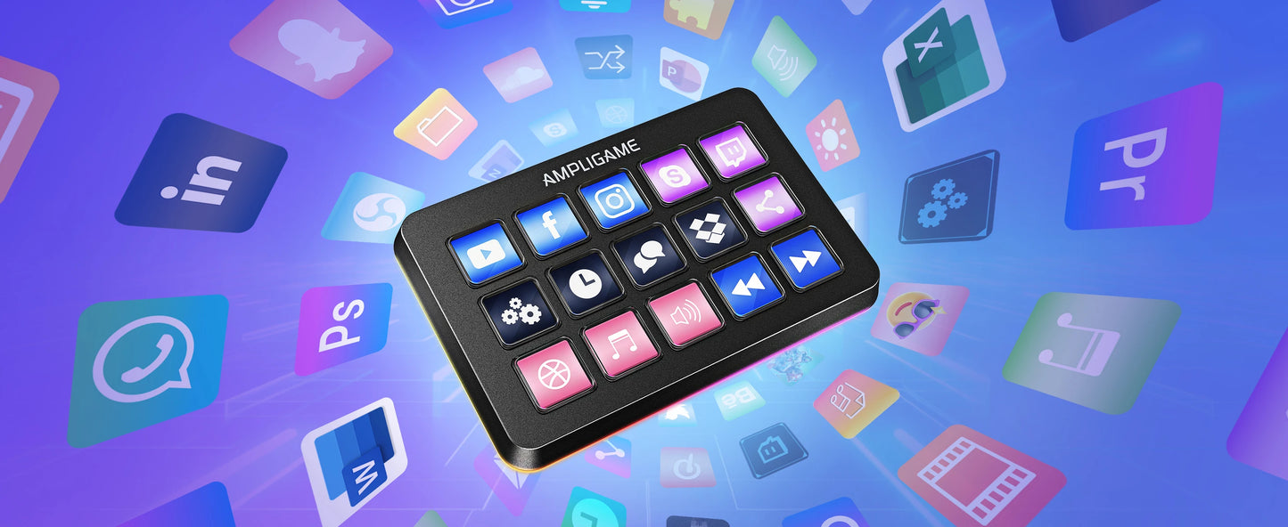 FIFINE D6 Mini Keyboard with 15 Customizable Macro Buttons, Trigger Actions via App， Custom Macros for OBS/Twitch/YouTube/VK