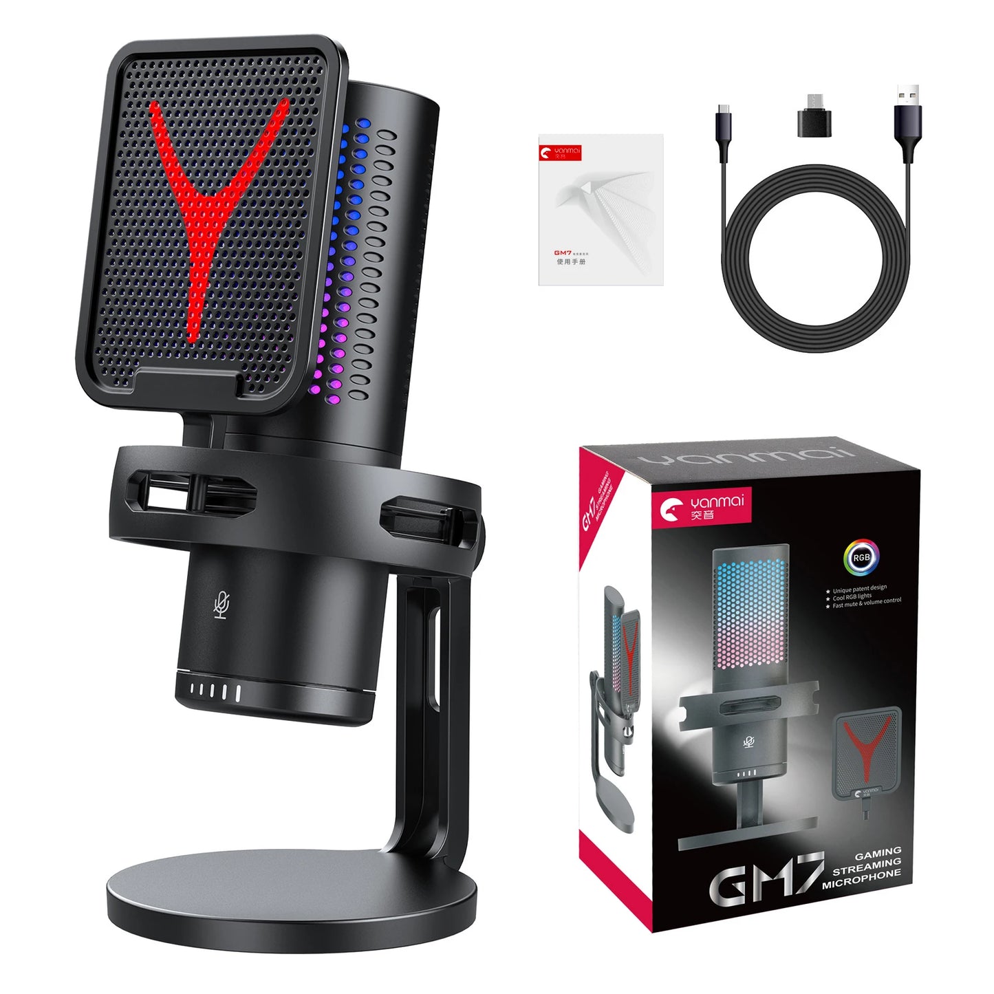 Gaming Computer Professional Condenser Microphone Mic PC Laptop USB Wired Live Streaming Podcast Studio Mike Kit Gamer Karaoke