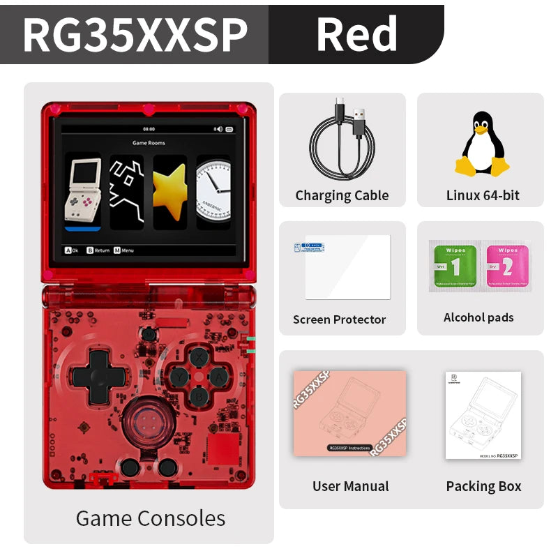 Anbernic RG34XXSP RG35XXSP Flip Handheld Game Console IPS Screen Linux 64-bit Collapsible Retro Video Gaming Player 5000+ Games