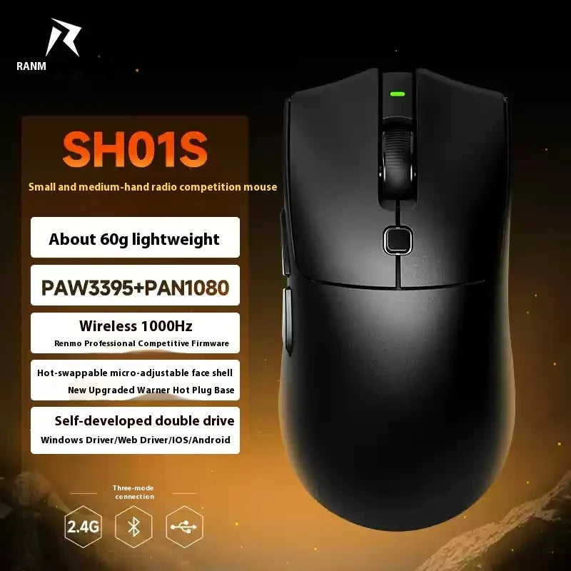 Rawm Sa-Sh01 pro Wireless Gaming Mouse Lightweight Low Delay with Paw3950 Sensor 8K Three Mode for PC Gamers Accessories Gifts