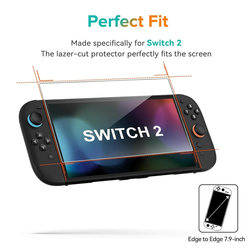 Tempered Glass Protector For Nintendo Switch 2 2025 Accessories Screen Protector For Nintendo Switch 2 With Joystick Cap