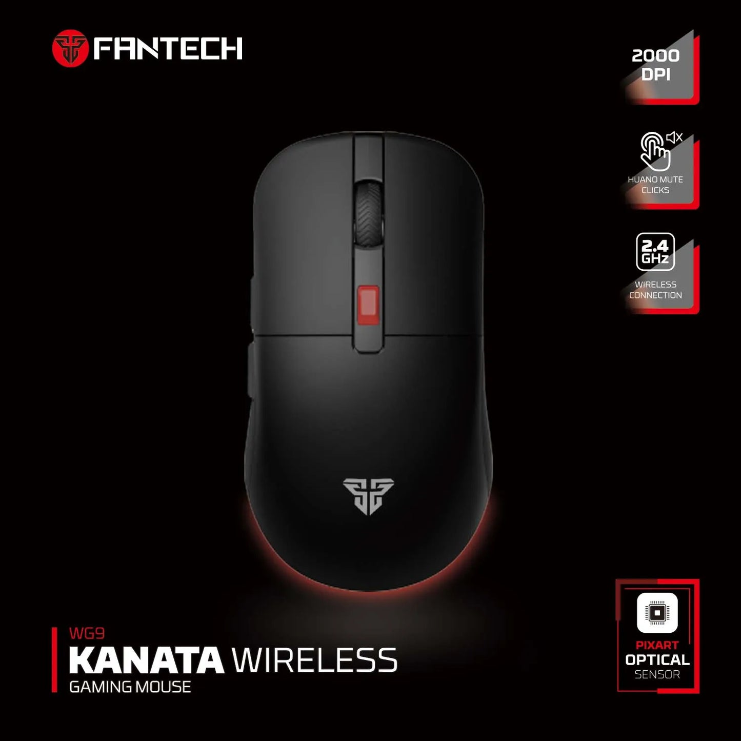 FANTECH KANATAS WG9S Wireless Gaming Mouse PIXART 3311 12000DPI Improved Ultra-Grippy Coating Wired Mouse Macro Button Mice