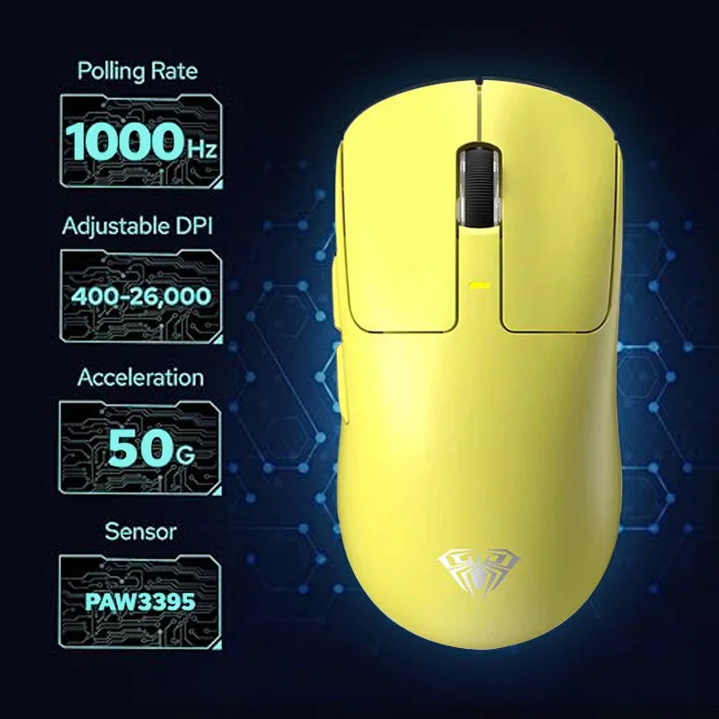 AULA SC680 Wireless Gaming Mouse W/ 26000 DPI PAW3395 Sensor BT 5.0/2.4G/Wired Tri Mode 500mAh Battery For Windows/Mac/PC/laptop