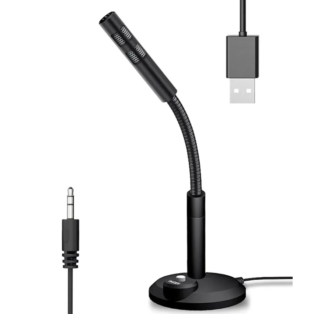Mini 3.5mm Studio Microphone USB Desktop Wire Gaming Mic Speech Mic Stand Holder For PC Notebook Podcast Recording Studio