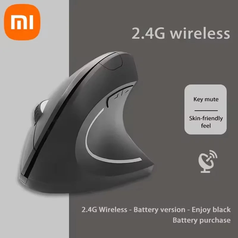Xiaomi Wireless Bluetooth Vertical Mouse Rechargeable Personalised Side Grip Ergonomic 2.4G Mute Gaming PC Computer Mouse New