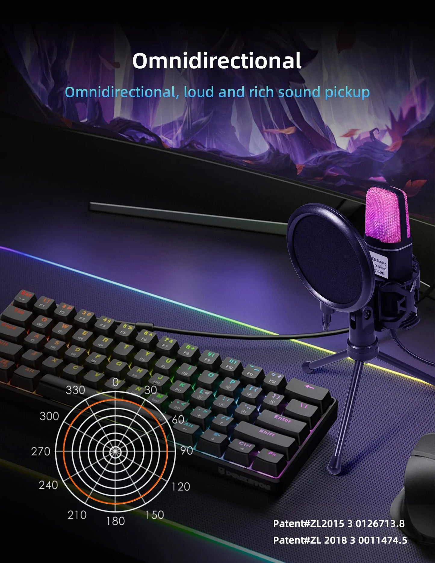 Gaming Computer Professional Condenser Microphone Mic PC Laptop USB Wired Live Streaming Podcast Studio Mike Kit Gamer Karaoke