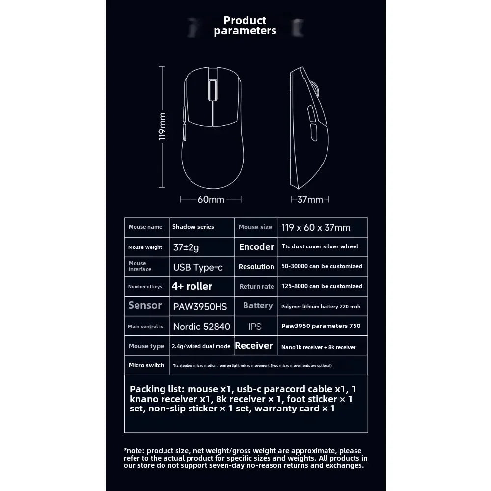 WLMOUSE Ying Forged Carbon Brazing Wireless Mouse Gaming Mouse PAW3950HS 8000HZ 2.4G Gaming Mouse Custom PC e-sports games TTC