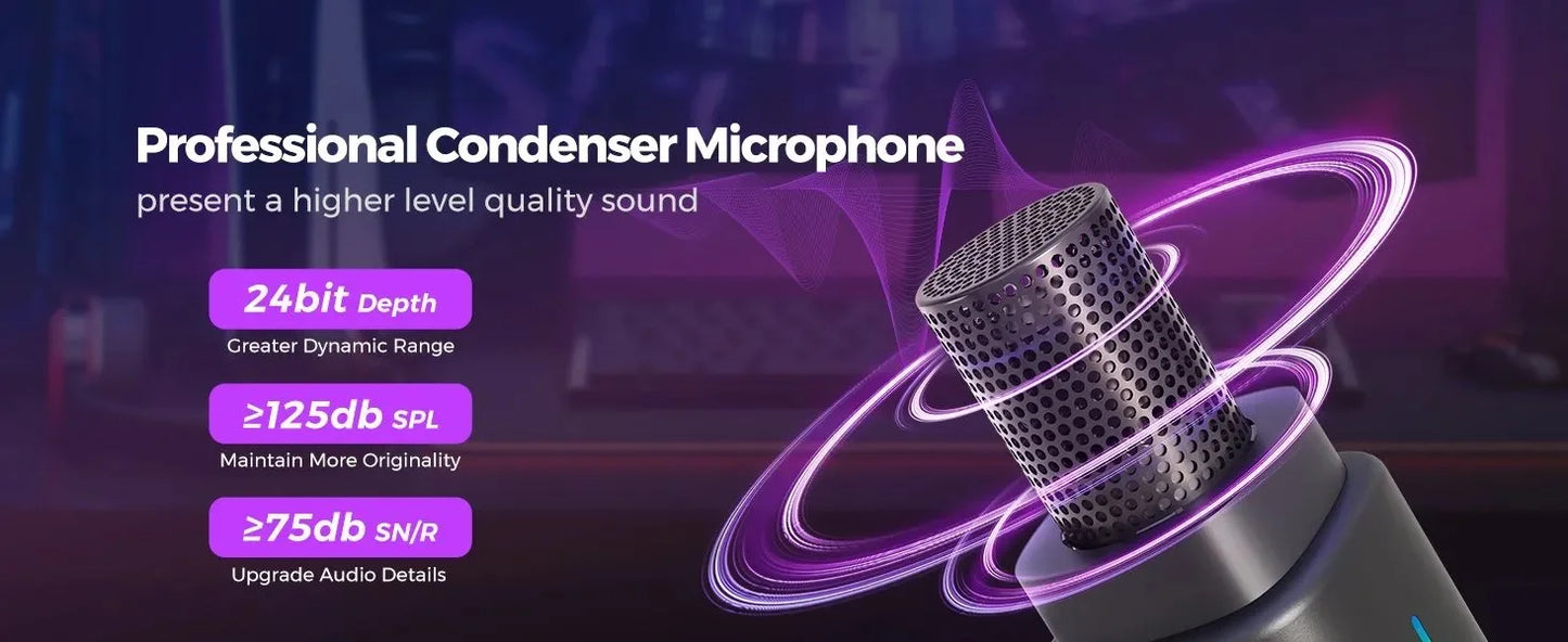 NearStream Desktop Microphone Condenser USB XLR US Local Shipping Plug-and-Play Professional Mic pc for Gaming Streaming