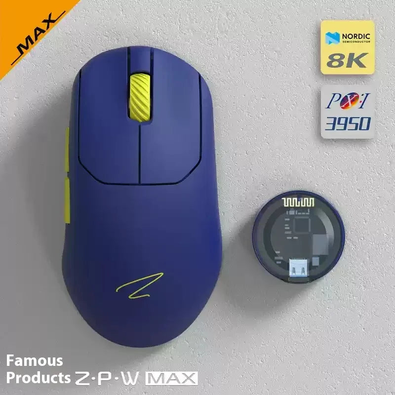 ZAOPIN ZPW Max Esports Mouse Wireless Tri-mode Nordic 52840 PAW3395 PAW3950 8K Receiver Lightweight Custom PC Laptop Gaming Mice