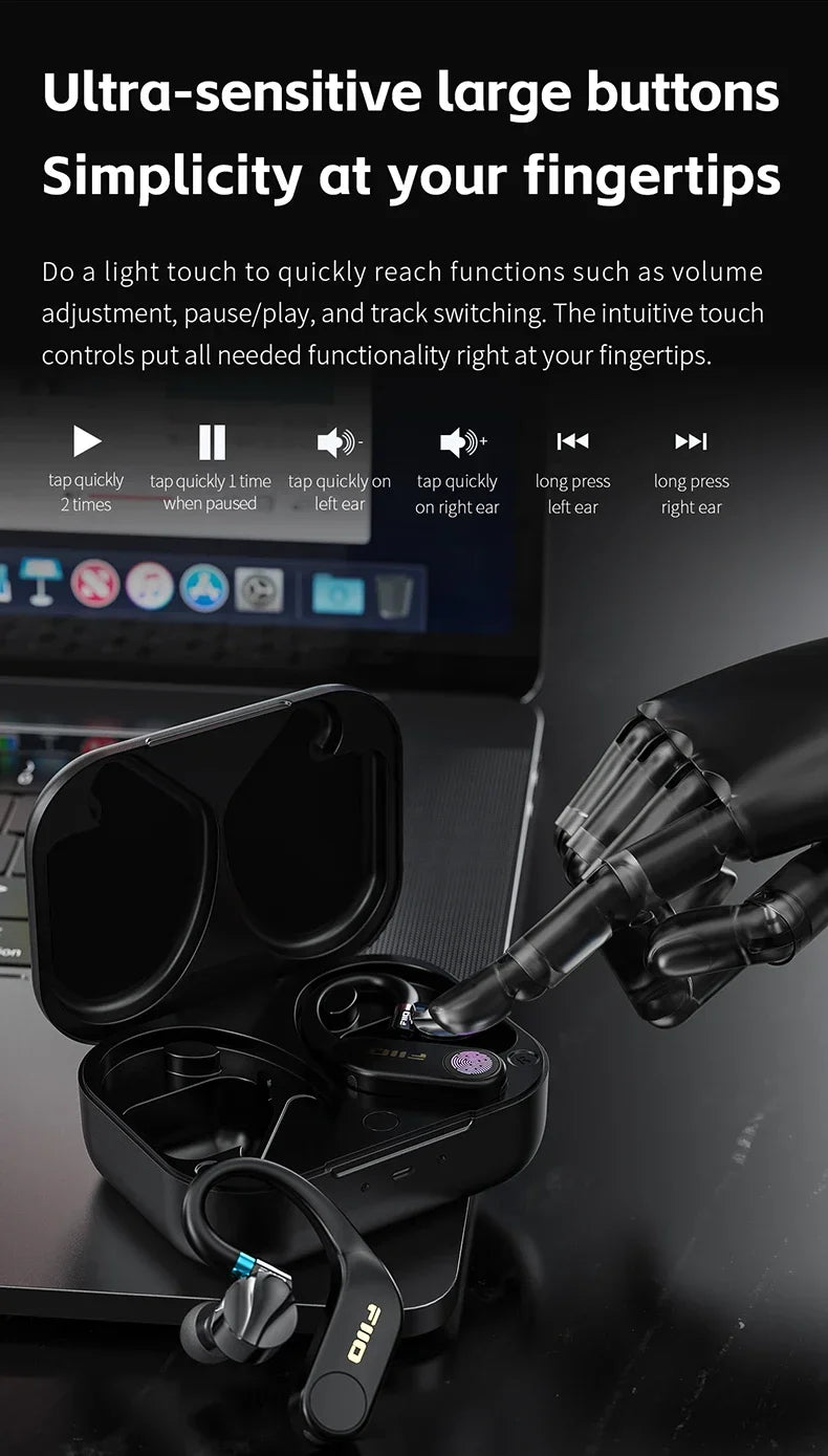 FiiO UTWS5 2025 True Wireless Earbuds Hook Earphone Bluetooth Hi-Res 96kHz/24bit Headphone LDAC -MMCX/0.78 2pins Portable For PC