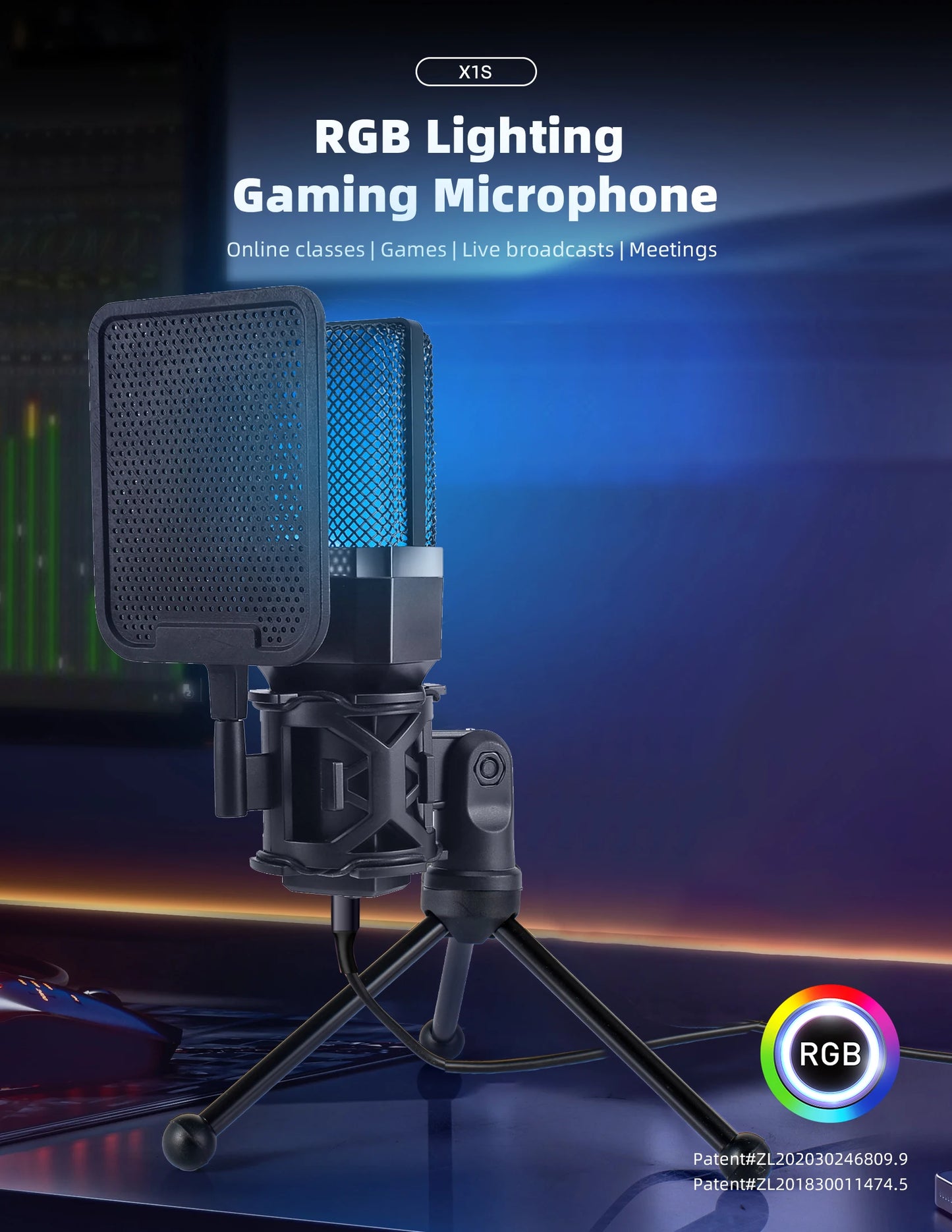 Gaming Computer Professional Condenser Microphone Mic PC Laptop USB Wired Live Streaming Podcast Studio Mike Kit Gamer Karaoke