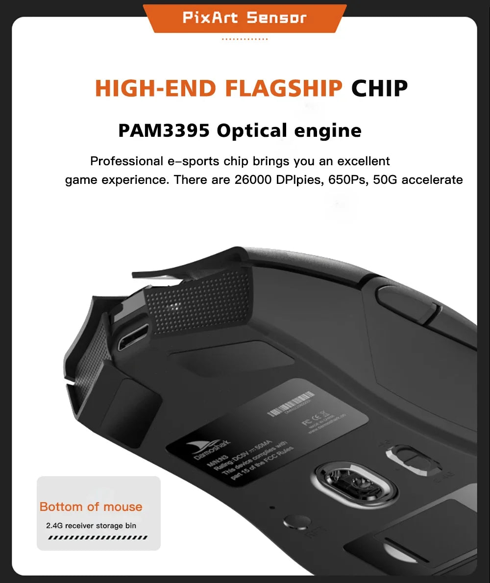 Darmoshark N3 Gaming Mouse Wireless Bluetooth Tir -Mode Telink 8273 PAW3395 Sensor 26000DPI Macro Game Mouse TTC For PC Laptop