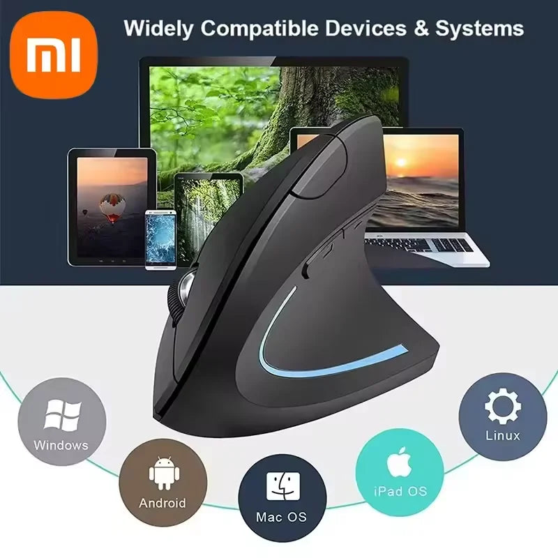 Xiaomi Wireless Bluetooth Vertical Mouse Rechargeable Personalised Side Grip Ergonomic 2.4G Mute Gaming PC Computer Mouse New