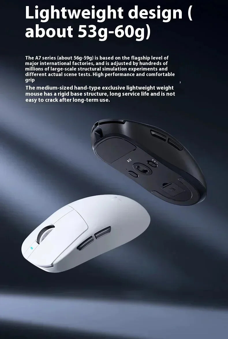 MCHOSE A7 Pro Ultra Wireless Mouse Tri-Mode Gaming E-sports Mouse PAW3950 Lightweight 42000dpi 8K Low Delay Ergonomics 500mAh