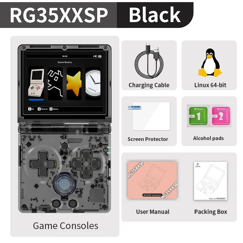 Anbernic RG34XXSP RG35XXSP Flip Handheld Game Console IPS Screen Linux 64-bit Collapsible Retro Video Gaming Player 5000+ Games