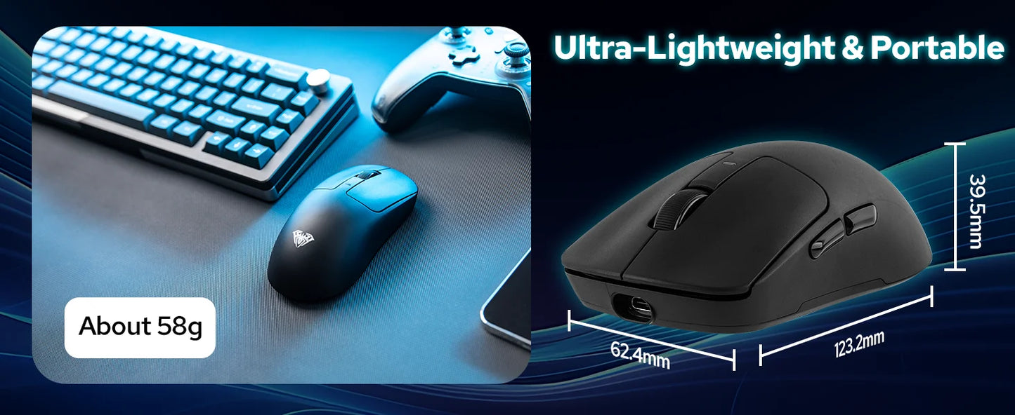 AULA SC680 Wireless Gaming Mouse W/ 26000 DPI PAW3395 Sensor BT 5.0/2.4G/Wired Tri Mode 500mAh Battery For Windows/Mac/PC/laptop