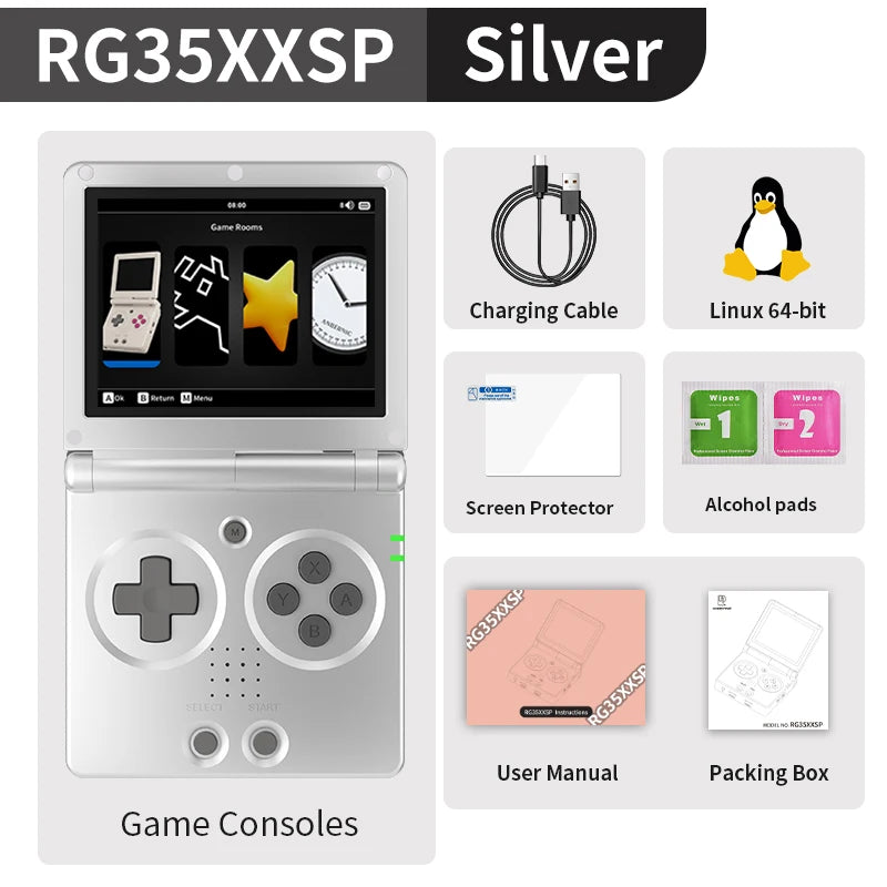 Anbernic RG34XXSP RG35XXSP Flip Handheld Game Console IPS Screen Linux 64-bit Collapsible Retro Video Gaming Player 5000+ Games