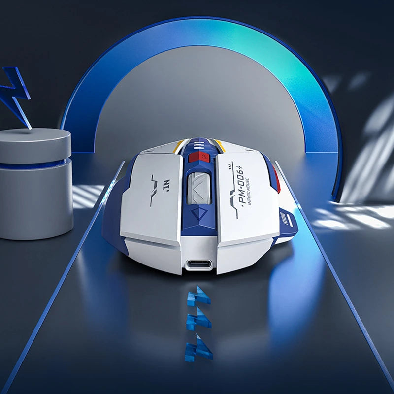 Inphic F9 Mecha Edition Wireless Mouse Silent Rechargeable Mouse Type-C LED Light Mouse For Computer Laptop Office Gaming
