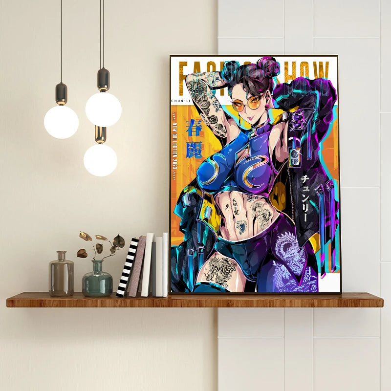 Classic Game Character C-ChunLi J-Juri Cool Posters S-Street Fighter Canvas Printing Wall Art Picture for Gaming Room Home Decor