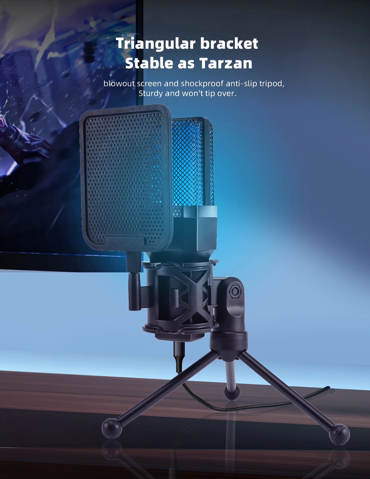 Gaming Computer Professional Condenser Microphone Mic PC Laptop USB Wired Live Streaming Podcast Studio Mike Kit Gamer Karaoke
