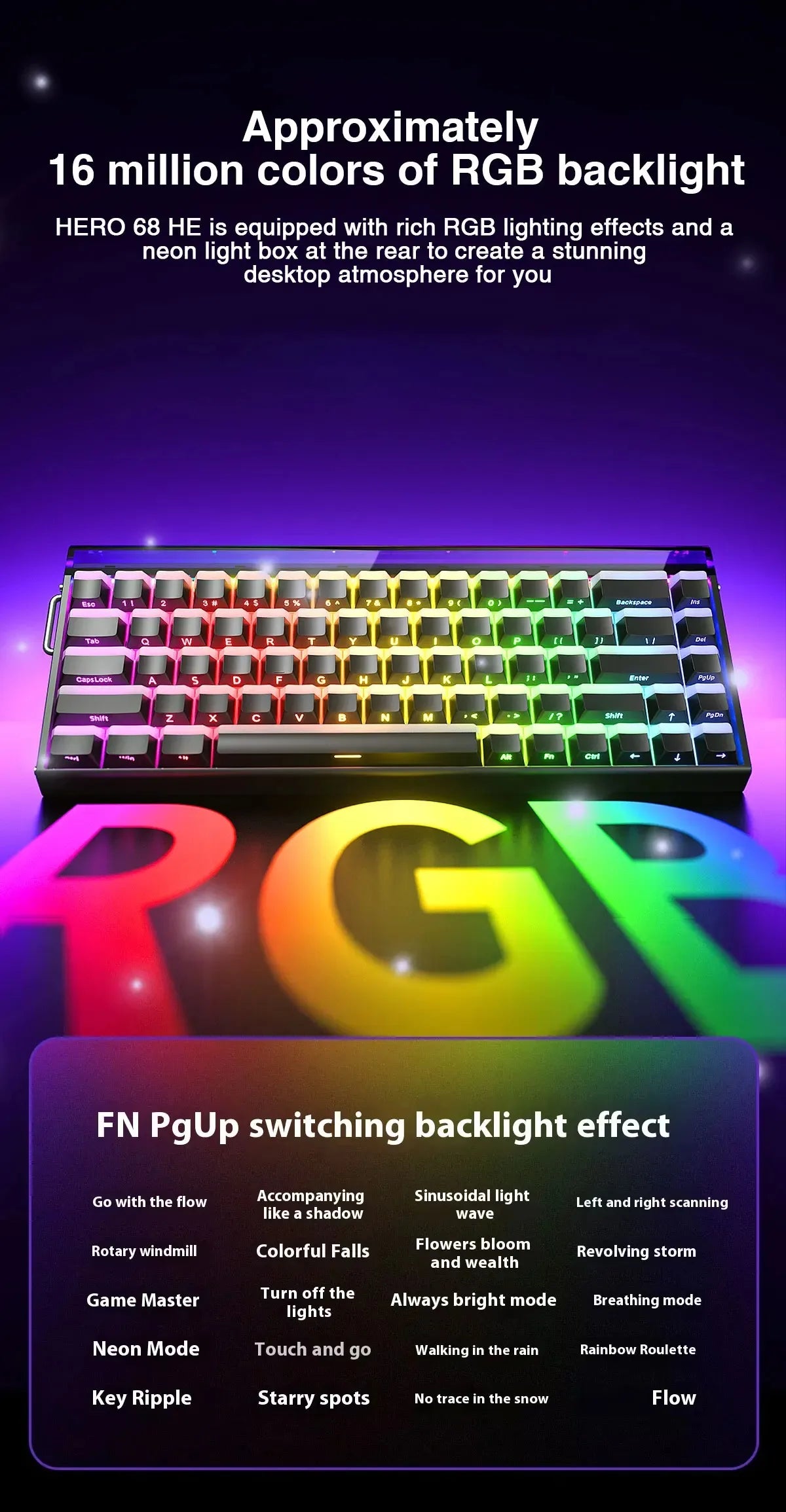 AULA HERO 68HE Magnetic Switch Keyboard RGB Gaming Mechanical Keyboard Rapid Trigger 8K Return Wired Esports Custom Keyboard