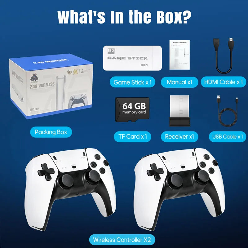 AISLPC Game Stick M15 Console 4K TV Video Handheld Game Console Stick 128G 20000+Games Wireless Gamepads Controller HDMI Output