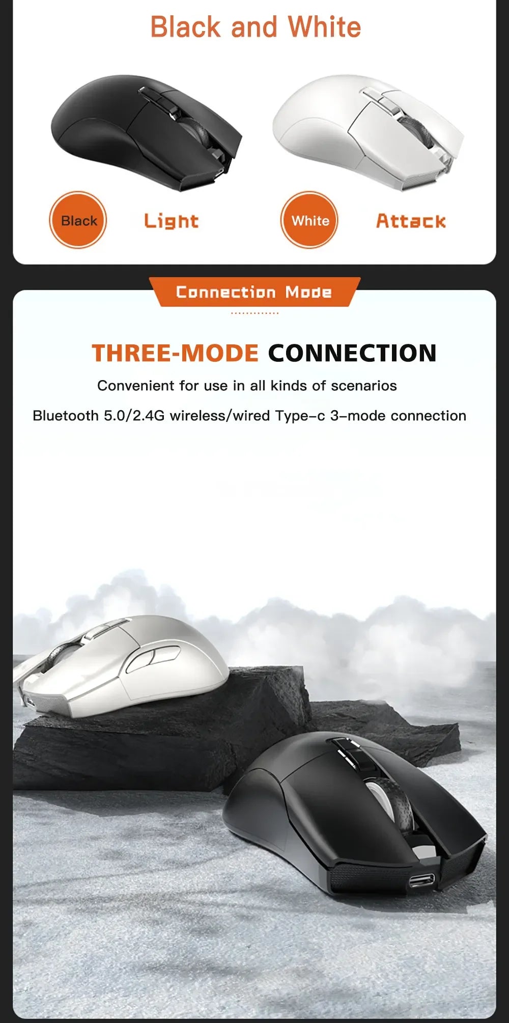 Darmoshark N3 Gaming Mouse Wireless Bluetooth Tir -Mode Telink 8273 PAW3395 Sensor 26000DPI Macro Game Mouse TTC For PC Laptop