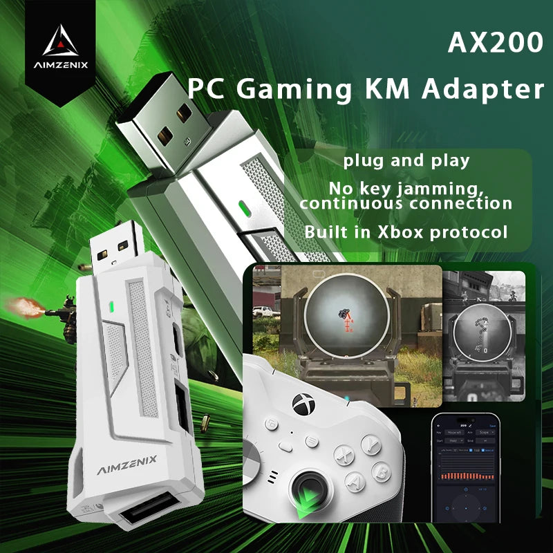 Aimzenix AX200 AX200Pro PC Gaming K&M Converter/Adapter, App Customization, 1000Hz Reporting Rate