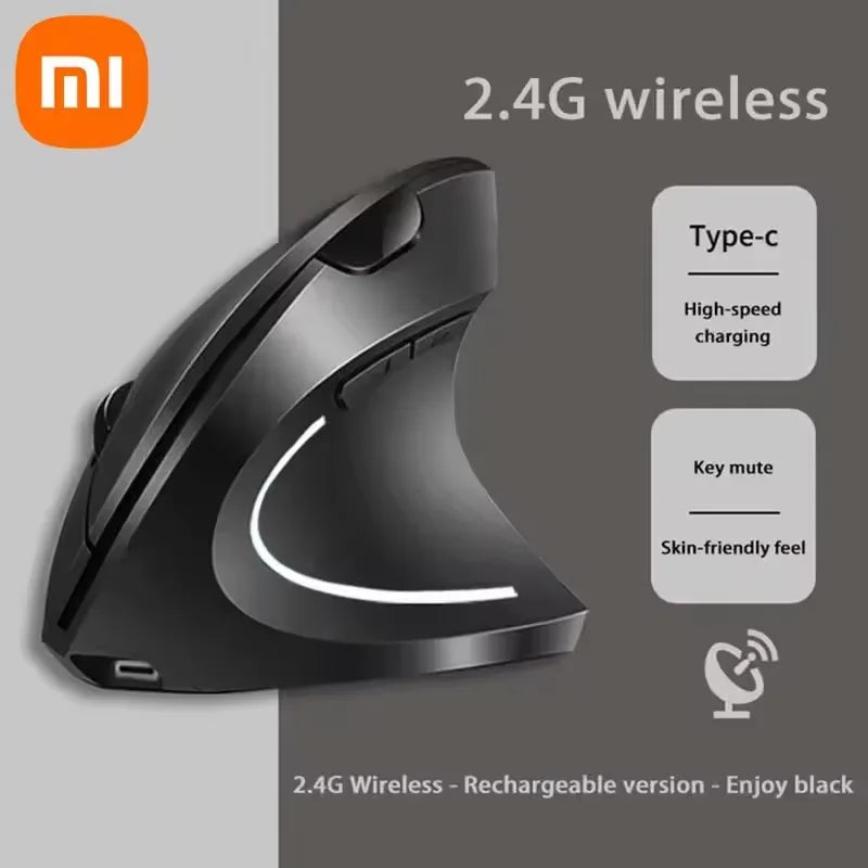 Xiaomi Wireless Bluetooth Vertical Mouse Rechargeable Personalised Side Grip Ergonomic 2.4G Mute Gaming PC Computer Mouse New