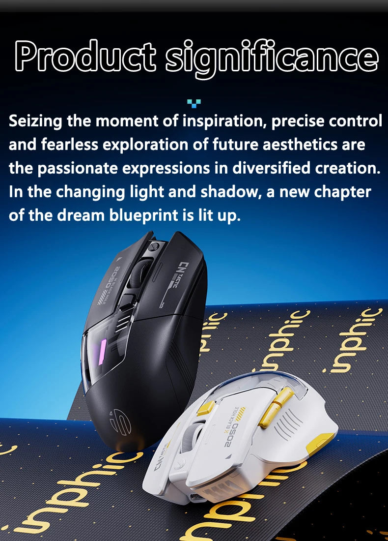 Inphic A9 Explorer Wireless Gaming Mouse 500mA Battery Level Display Rechargeable Silent Bluetooth Office Mouse For PC Laptop
