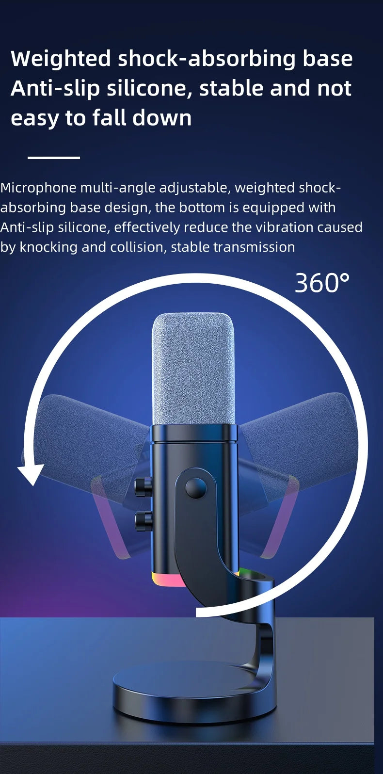 YU8 RGB gaming desktop microphone USB microphone live streaming XLR dynamic microphone recording computer mobile host karaoke