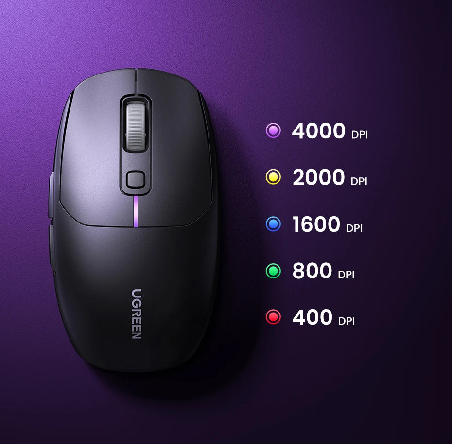UGREEN Gaming Mouse 5000DPI Wireless Mouse Bluetooth 5.0 2.4G Wired Rechargeable Gamer Mice 6 Buttons For MacBook Tablet Laptops