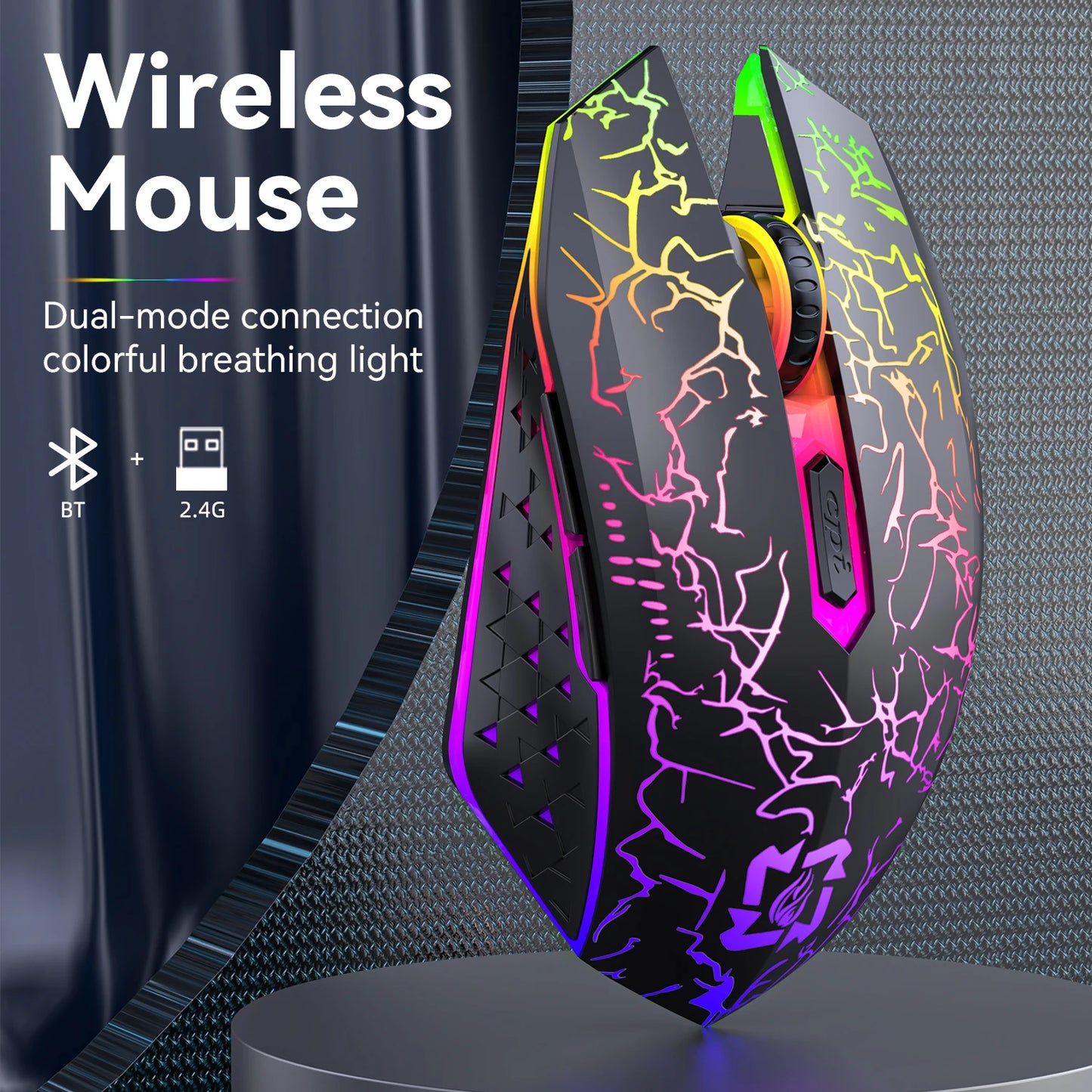 Bluetooth5.2 Wireless Mouse RGB Gaming Mouse Silent Mouse Rechargeable Mouse 800-1200-1600 DPI Mouse Mice for PC Laptop Macbook