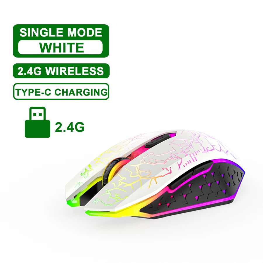 Bluetooth5.2 Wireless Mouse RGB Gaming Mouse Silent Mouse Rechargeable Mouse 800-1200-1600 DPI Mouse Mice for PC Laptop Macbook