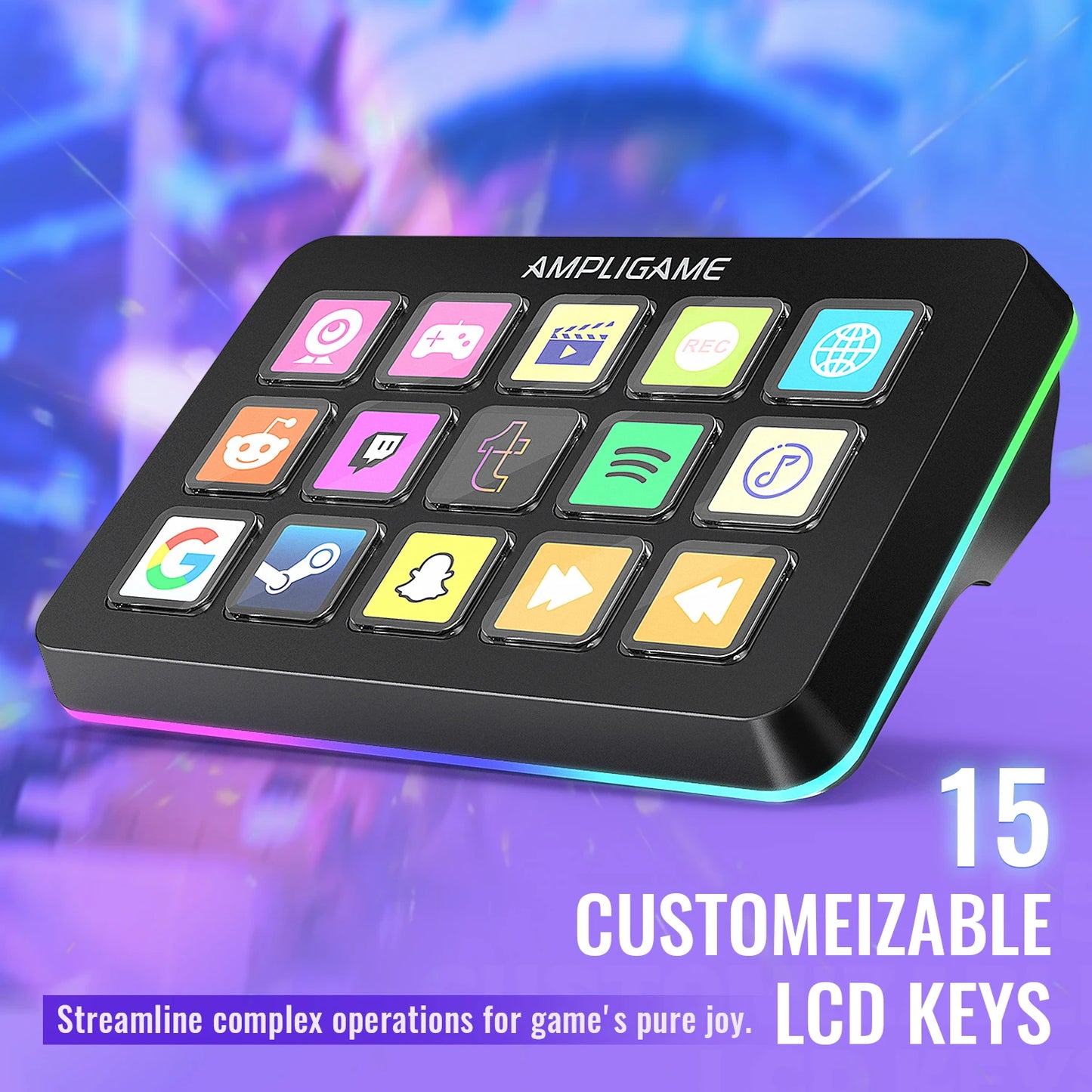 FIFINE D6 Mini Keyboard with 15 Customizable Macro Buttons, Trigger Actions via App， Custom Macros for OBS/Twitch/YouTube/VK