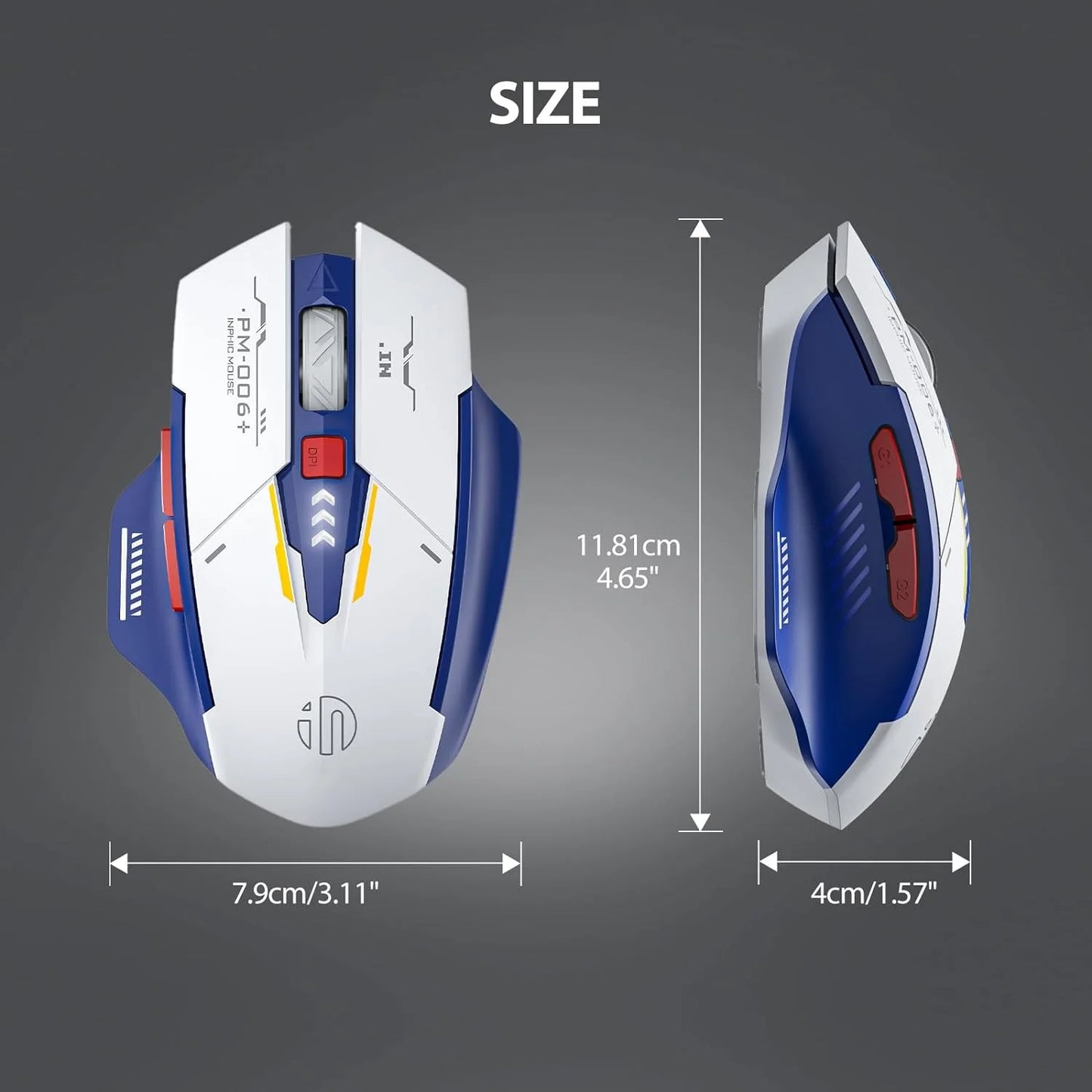 Inphic F9 Mecha Edition Wireless Mouse Silent Rechargeable Mouse Type-C LED Light Mouse For Computer Laptop Office Gaming