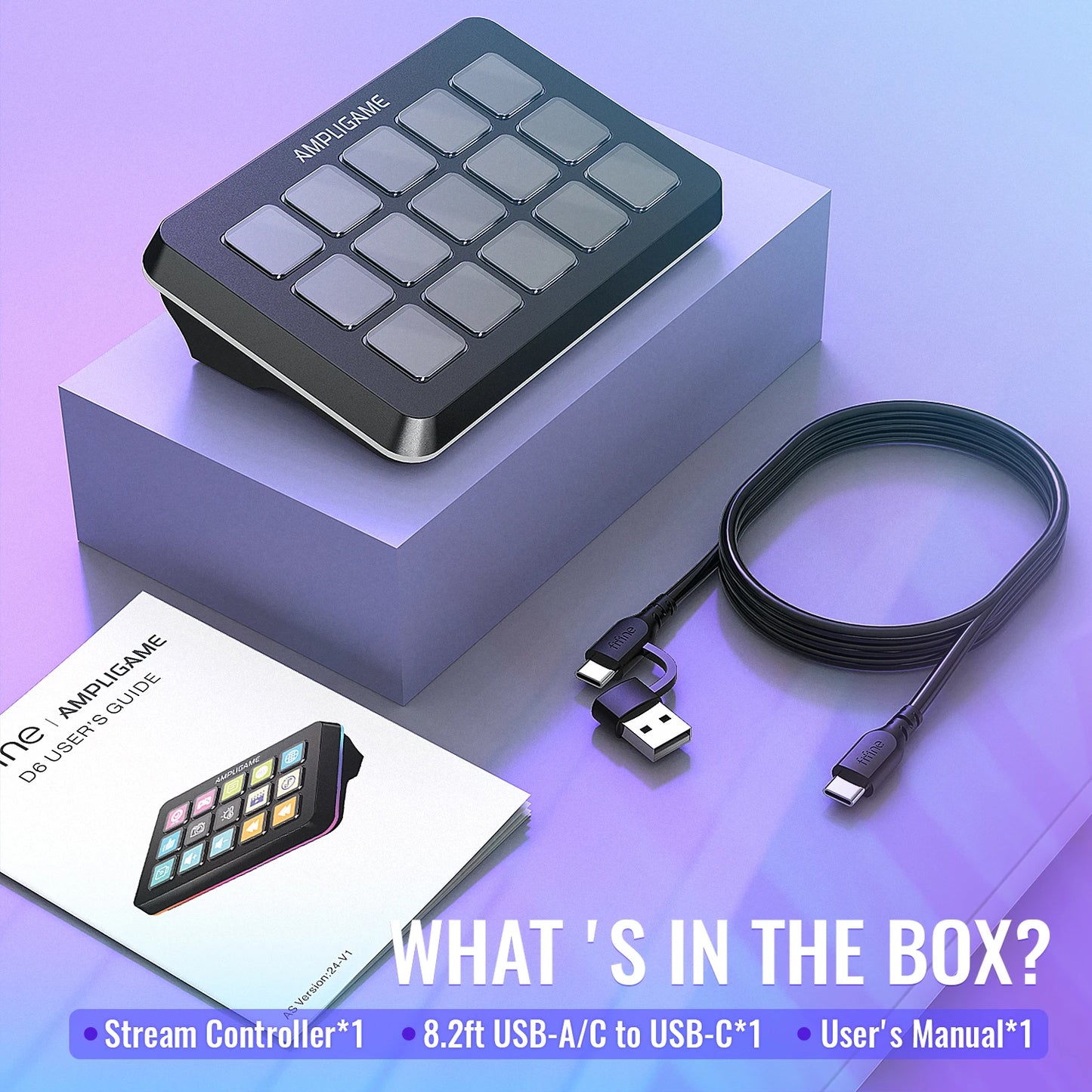 FIFINE D6 Mini Keyboard with 15 Customizable Macro Buttons, Trigger Actions via App， Custom Macros for OBS/Twitch/YouTube/VK