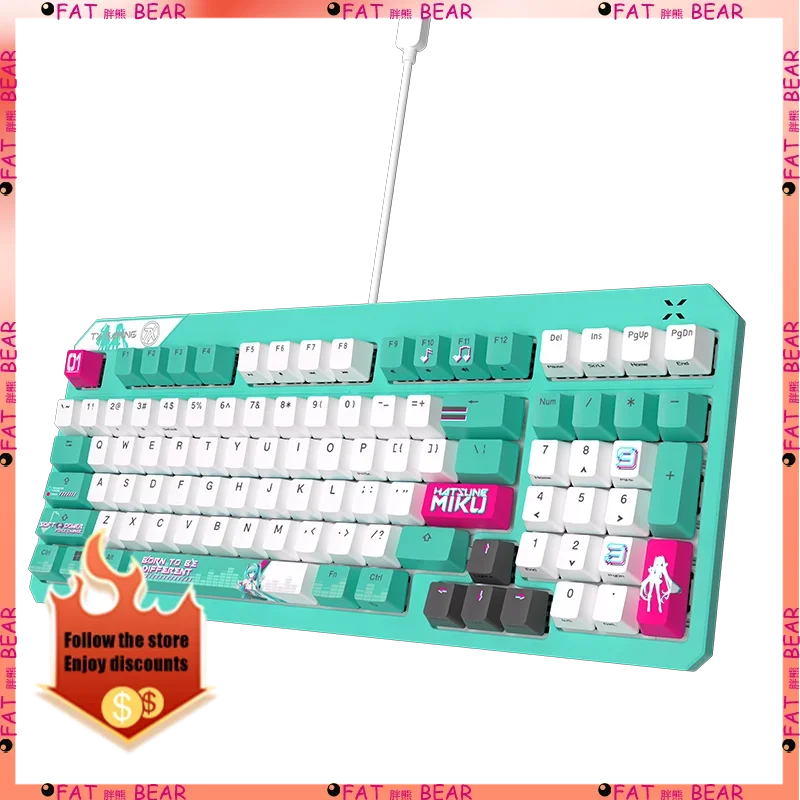 ASUS Tianxuan Mini Hatsune Miku  TX98miku Co branded Cable Video Game Mechanical Keyboard Customizable PC Gaming Keyboard