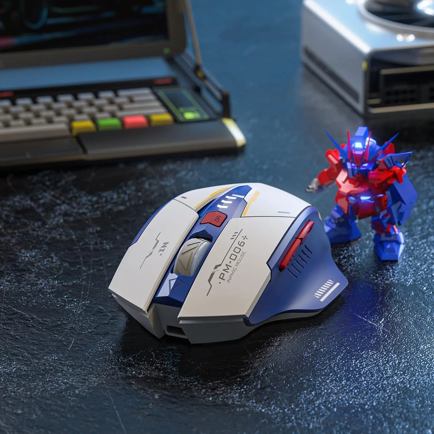 Inphic F9 Mecha Edition Wireless Mouse Silent Rechargeable Mouse Type-C LED Light Mouse For Computer Laptop Office Gaming