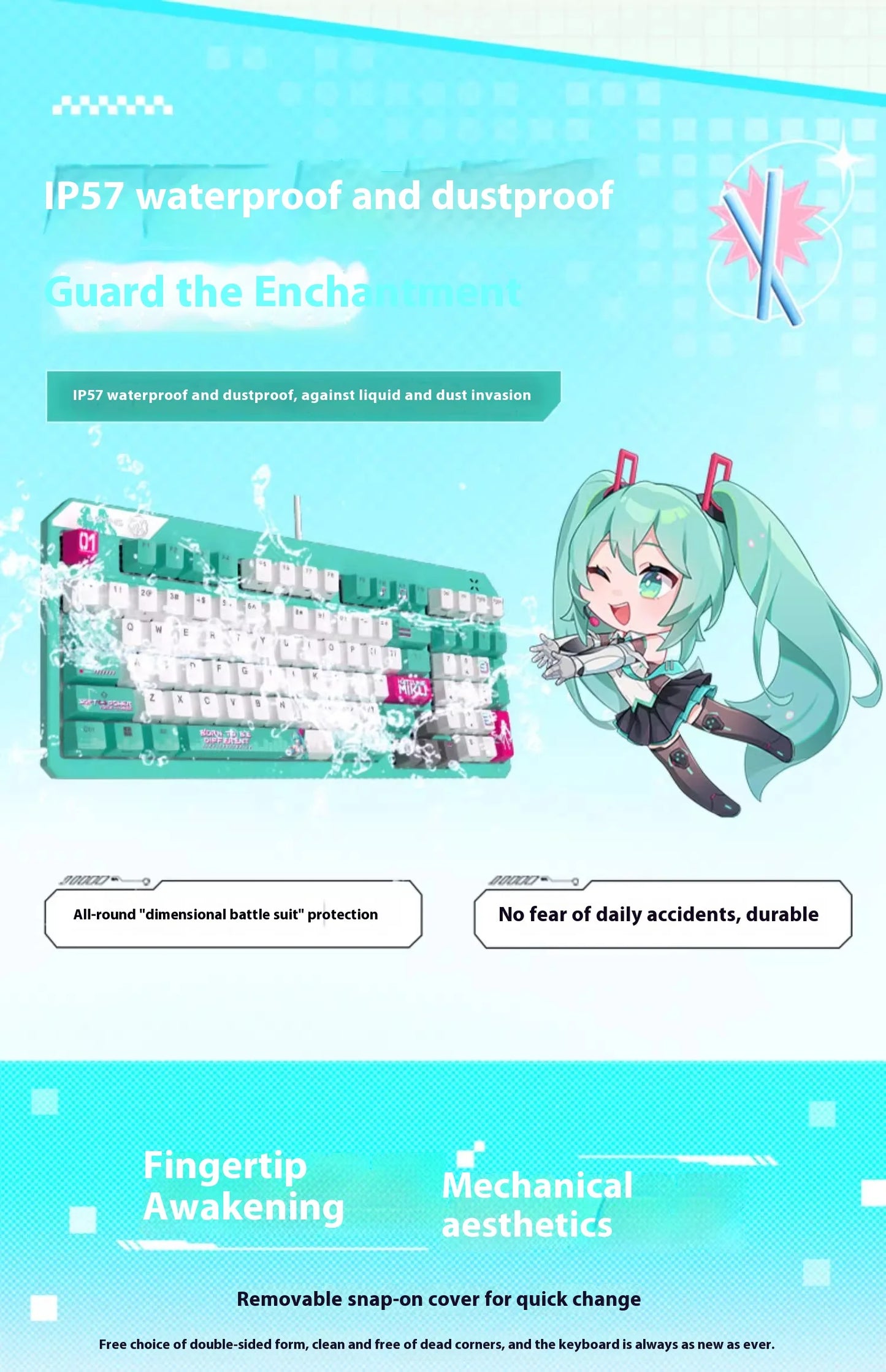 ASUS Tianxuan Mini Hatsune Miku  TX98miku Co branded Cable Video Game Mechanical Keyboard Customizable PC Gaming Keyboard