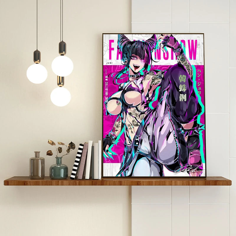 Classic Game Character C-ChunLi J-Juri Cool Posters S-Street Fighter Canvas Printing Wall Art Picture for Gaming Room Home Decor