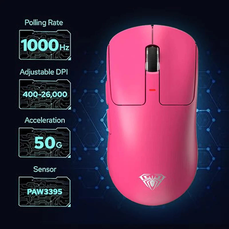 AULA SC680 Wireless Gaming Mouse W/ 26000 DPI PAW3395 Sensor BT 5.0/2.4G/Wired Tri Mode 500mAh Battery For Windows/Mac/PC/laptop