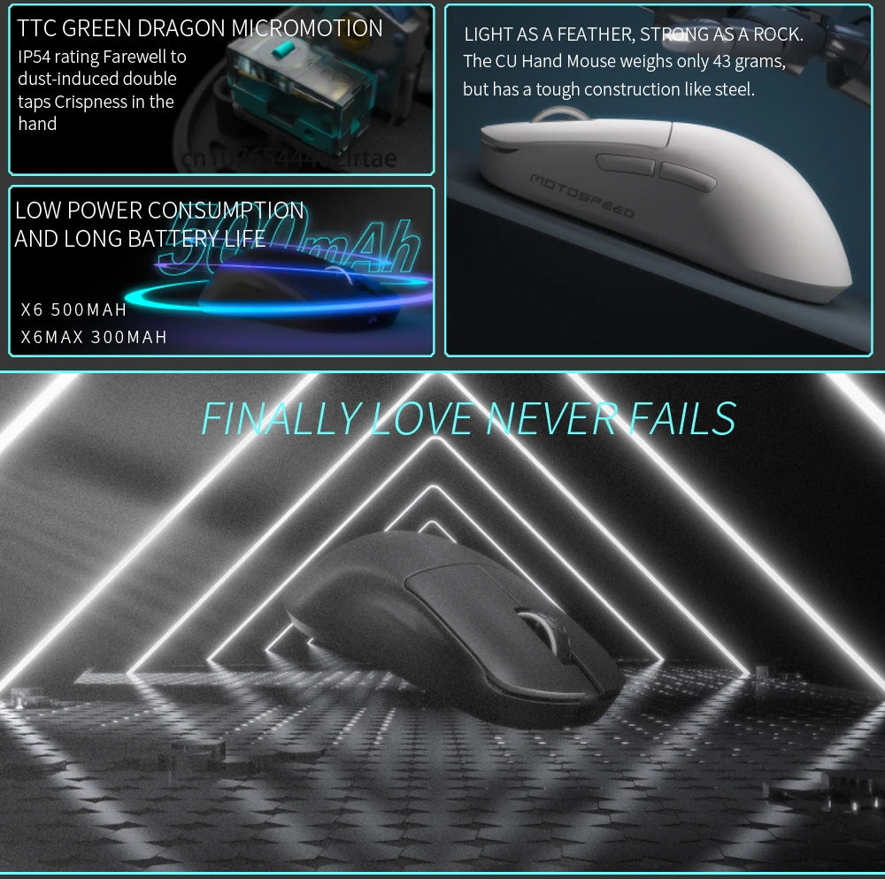 Darmoshark Gaming Mouse X6-MAX PAW3950 Wireless Dual-Mode 8k Motospeed Mouse 30000DPI Lightweight Macro Game Mice For PC Laptop